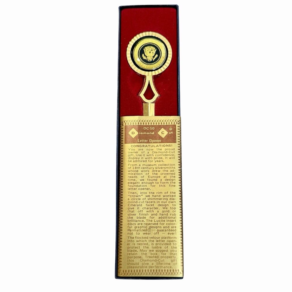 Diamond-Cut DC-50 Metal Presidential Bookmark Gold Tone w/ Presentation Box
